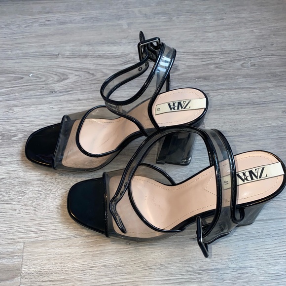 ZARA clear heels with buckle straps. - Picture 3 of 3